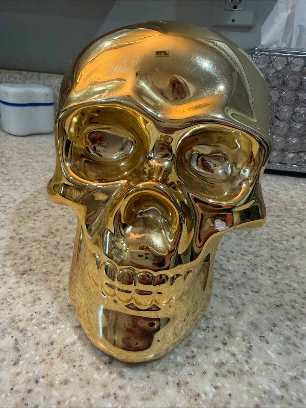 Z Gallerie Gold Ceramic Skull Accent Bank